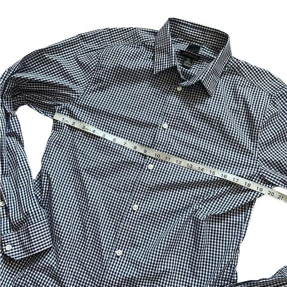 MENS H&M Blue & White Check Button Up Collared Dress Shirt L - Picture 5 of 8